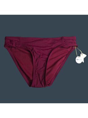 Mynah Womens Hipster Bikini Bottom XS Medium Coverage Maroon New
